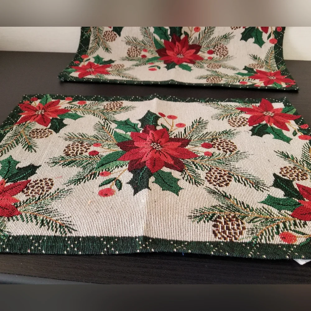 New Handcrafted Poinsetter Tablemats, set of 2